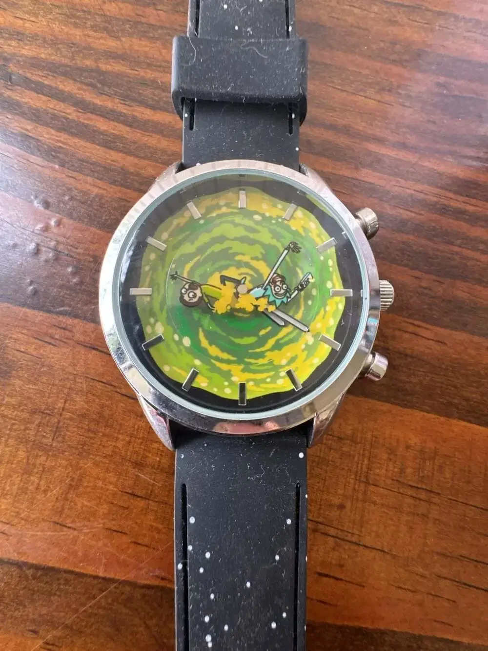 Accutime Rick and Morty Rotating Portal Watch Black Silicone Strap RAM9007HT